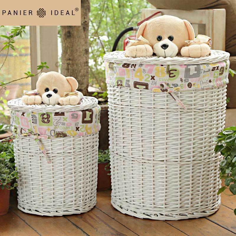 Panier Blanc à Linge en Osier