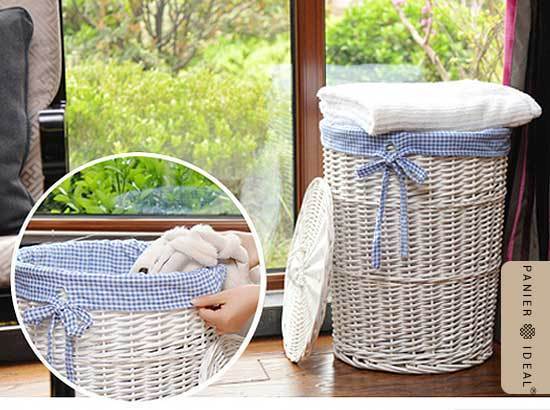 panière linge osier blanc