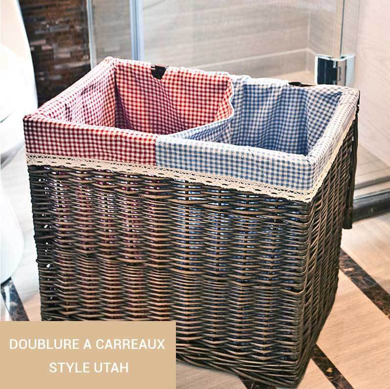 Panier Linge 2 Compartiment Osier