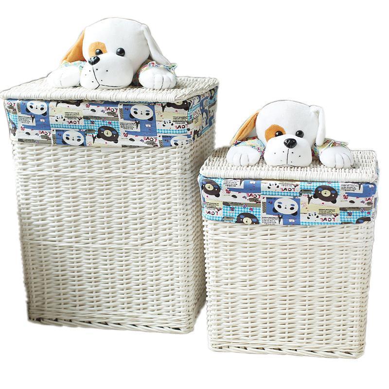 Panier à Linge Osier blanc doublure Tissu