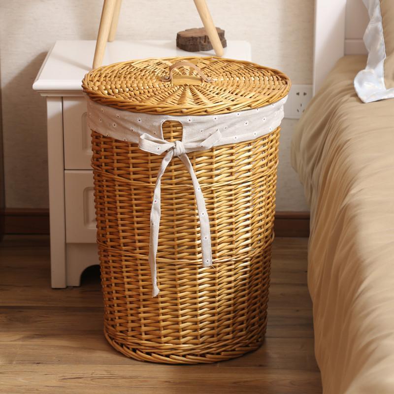corbeille à Linge tressée en Osier Jaune