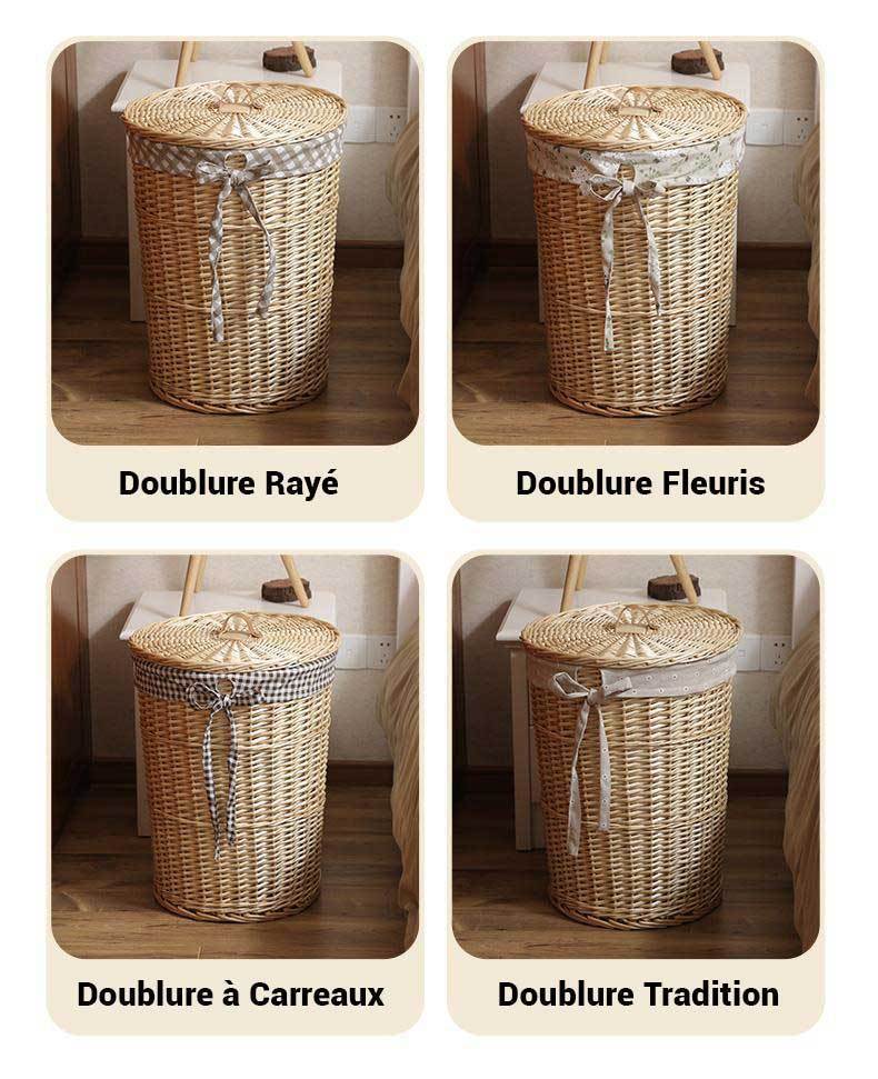 paniers de linge en osier brun clair