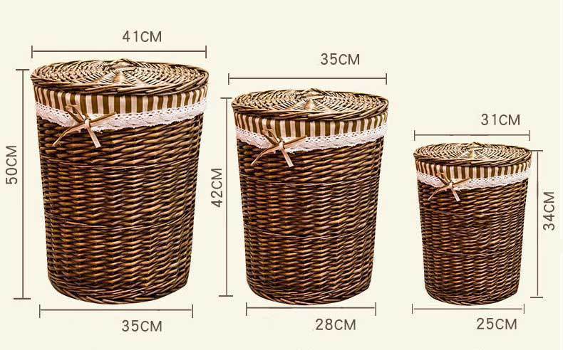 dimensions de Panières pour le Linge en Osier Rond