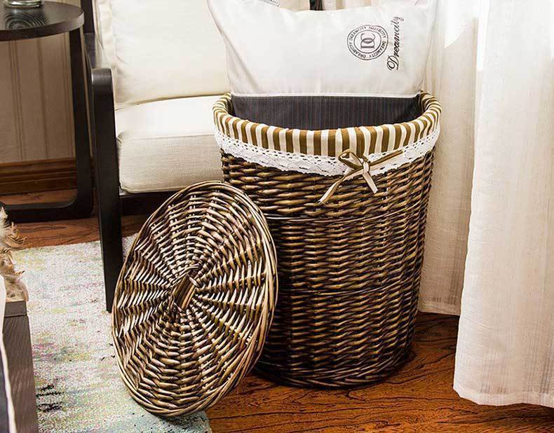 grand Panier à Linge en Osier Rond