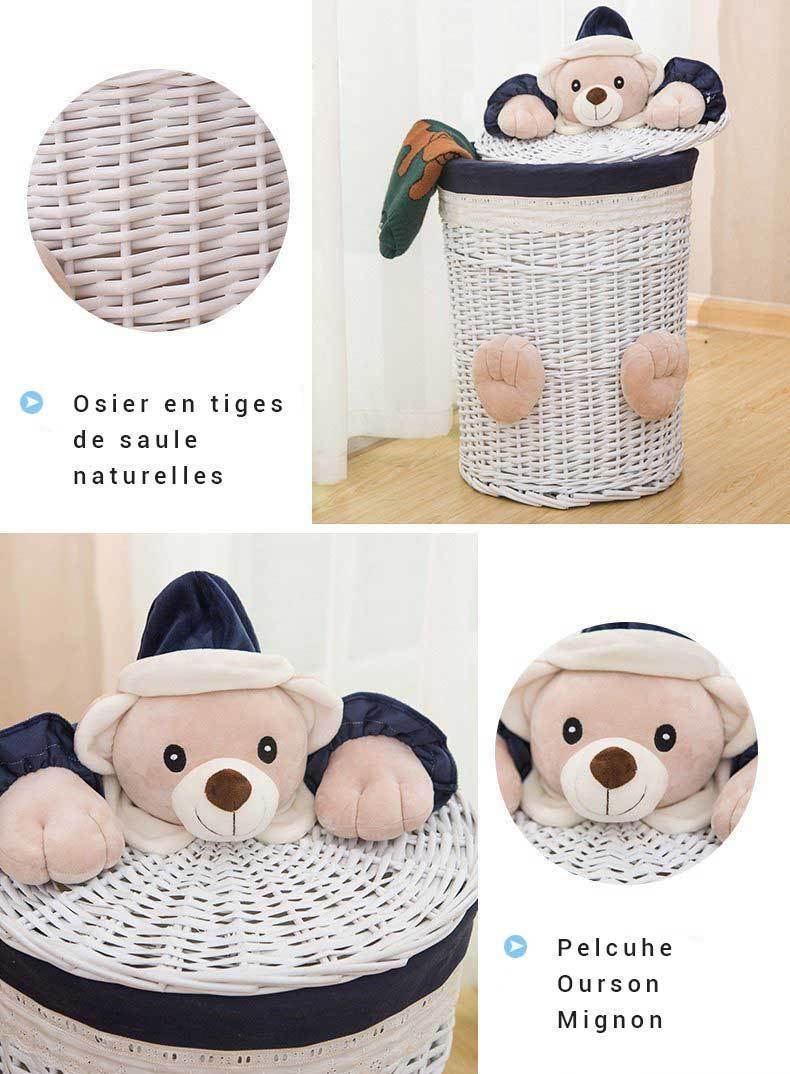 Panier en Osier à Linge Rond