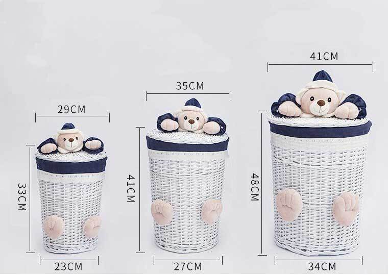 Paniers à Linge Ronds en Osier blancs