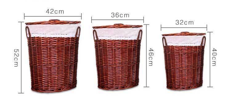 dimensions bacs à linge Rouge en osier