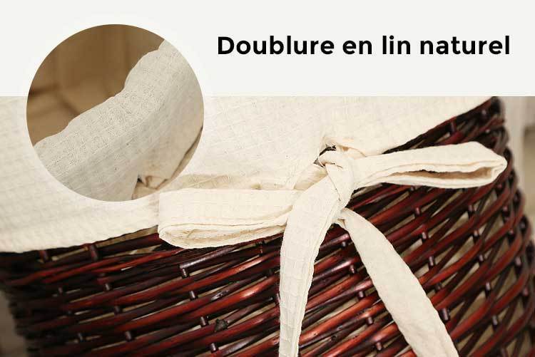 doublure panier osier en lin