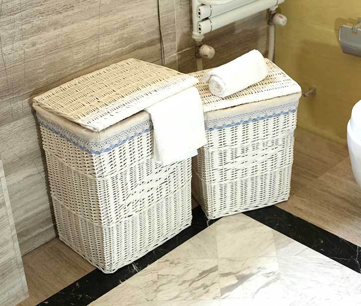 Paniers rectangle à Linge en Rotin Blanc