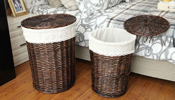 corbeilles à linge en rotin vintage