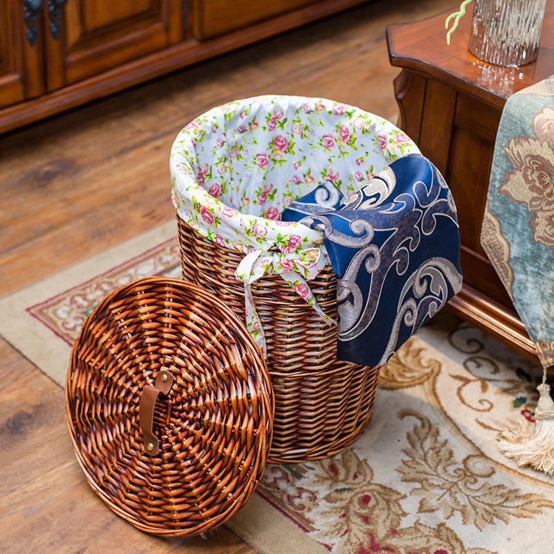 bac linge rotin marron