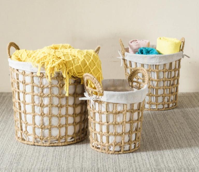 paniers à linge tressé en rotin