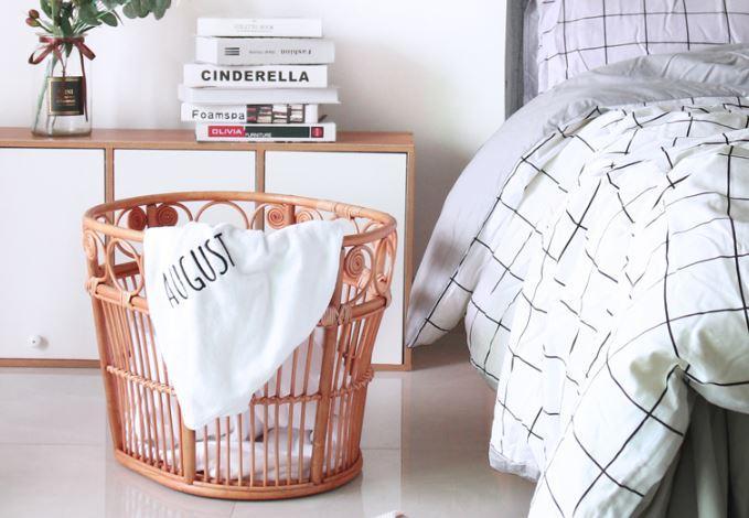 panier à linge en rotin ovale