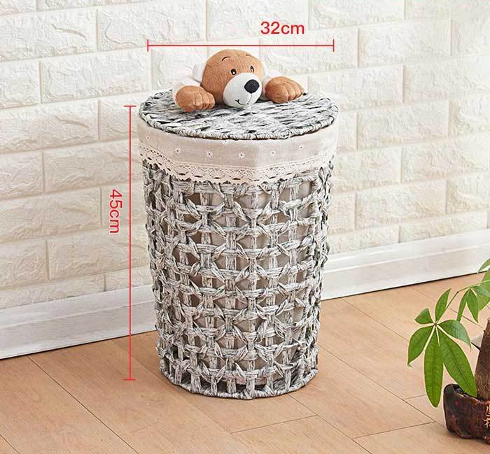 petit panier linge rotin gris