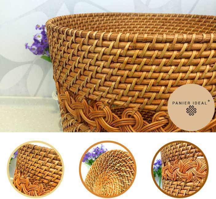 panier a linge tressé en rotin unique
