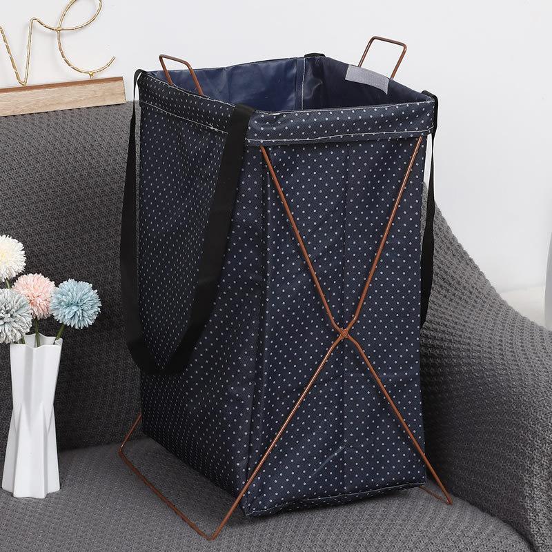 Panier à Linge Pliable Tissu Bleu