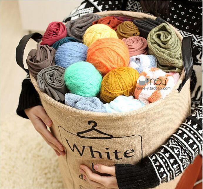 panier à linge en jute couleur marron