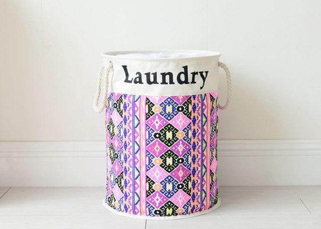 Panier à Linge en Tissu Patchwork Rose