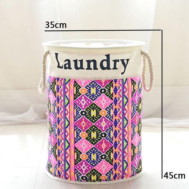 Panier à Linge en Tissu Patchwork Rose