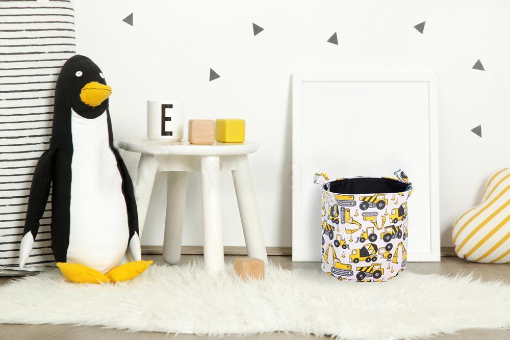 panier à linge enfant blanc jaune