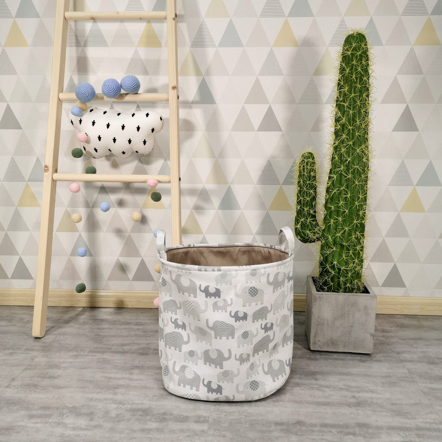 panier de rangement motifs éléphants