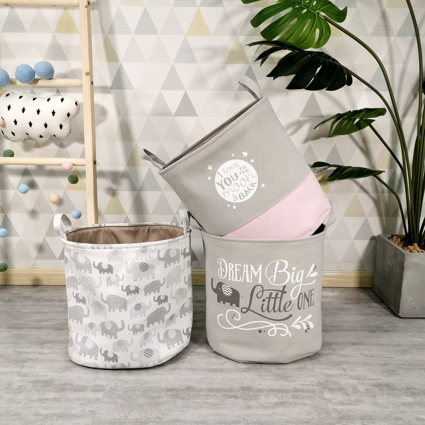 panier en tissu enfant elephants