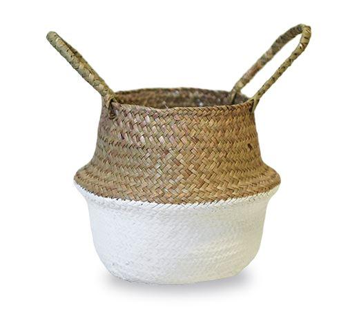 Panier à Linge Jonc de Mer Blanc Naturel