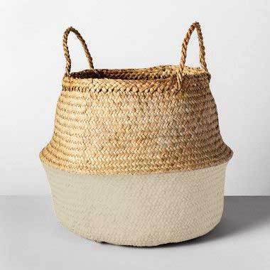 Panier tressé en jonc sable