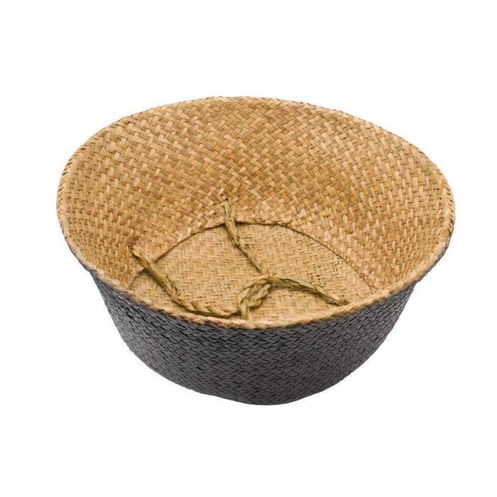 Panier à linge fabriqué en jonc de mer, pliable