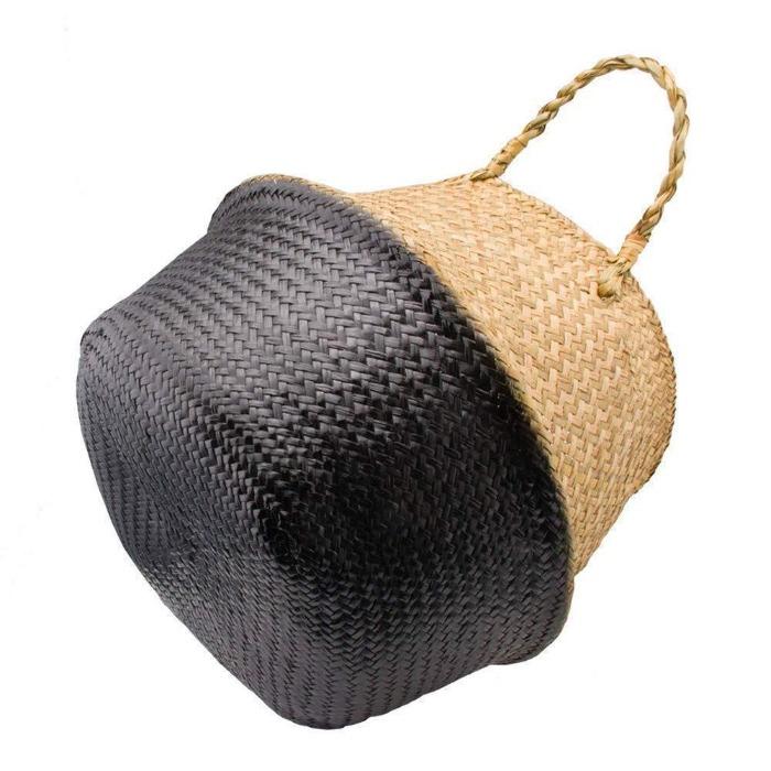 Panier de Linge en Jonc de Mer Noir penché