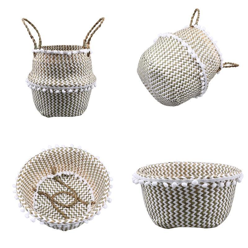 panier tressé blanc naturel brodé