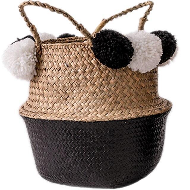 panier pour linge Jonc de Mer noir magnifique