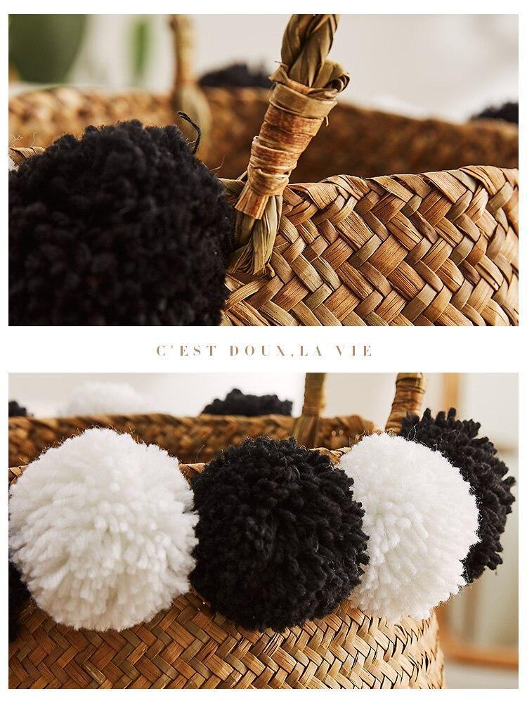 Corbeille linge Jonc de Mer noir zoom