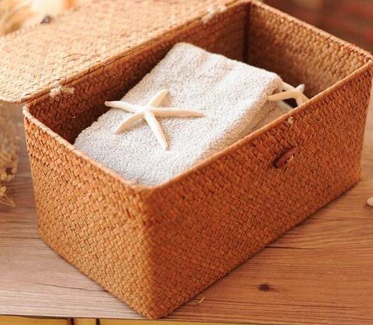 corbeille à Linge Jonc de Mer Naturel Tressé Main