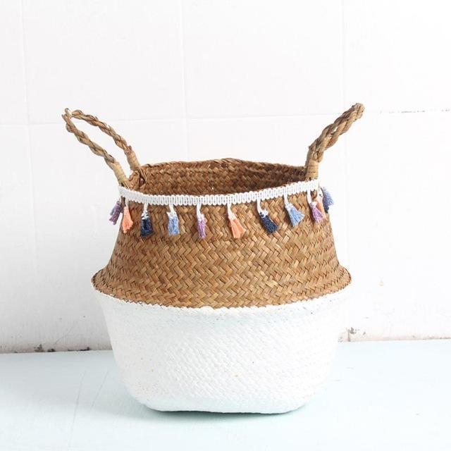 panier linge en Jonc de Mer blanc