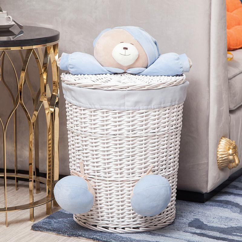 bac Linge Osier Blanc Bleu