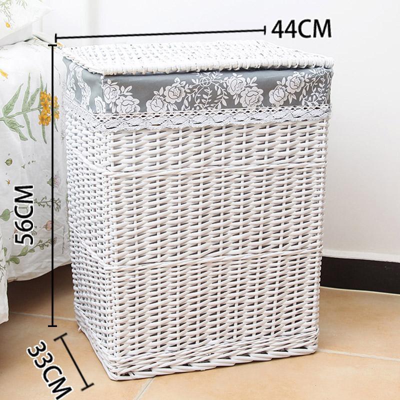 panière de Linge Osier Blanc Gris