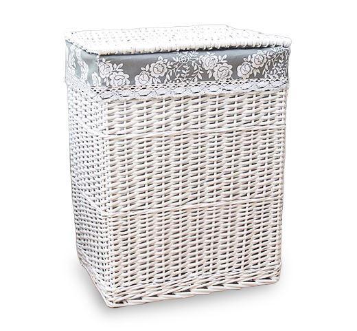 panier linge osier blanc gris