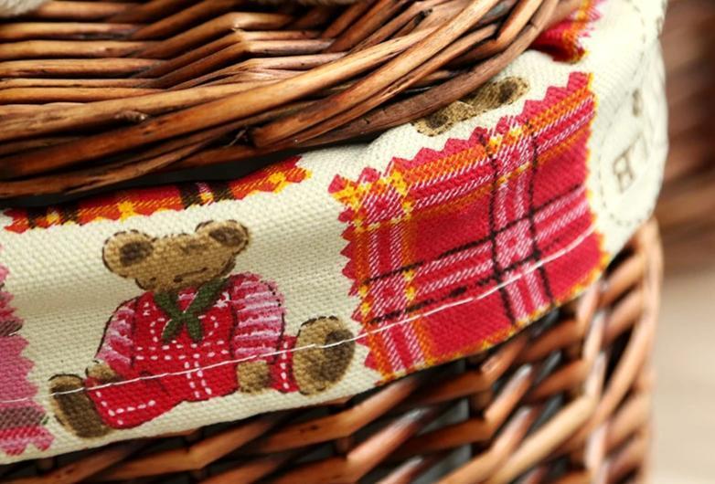Doublure ourson classique pour panier à linge en osier