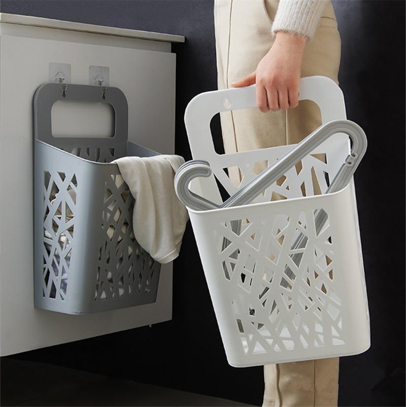 Panier de Linge en Plastique Suspendu Blanc