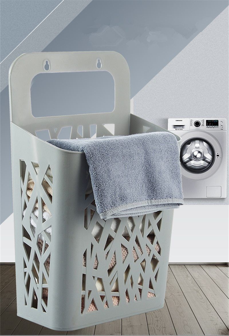 Panier Linge fait de Plastique Suspendu Gris