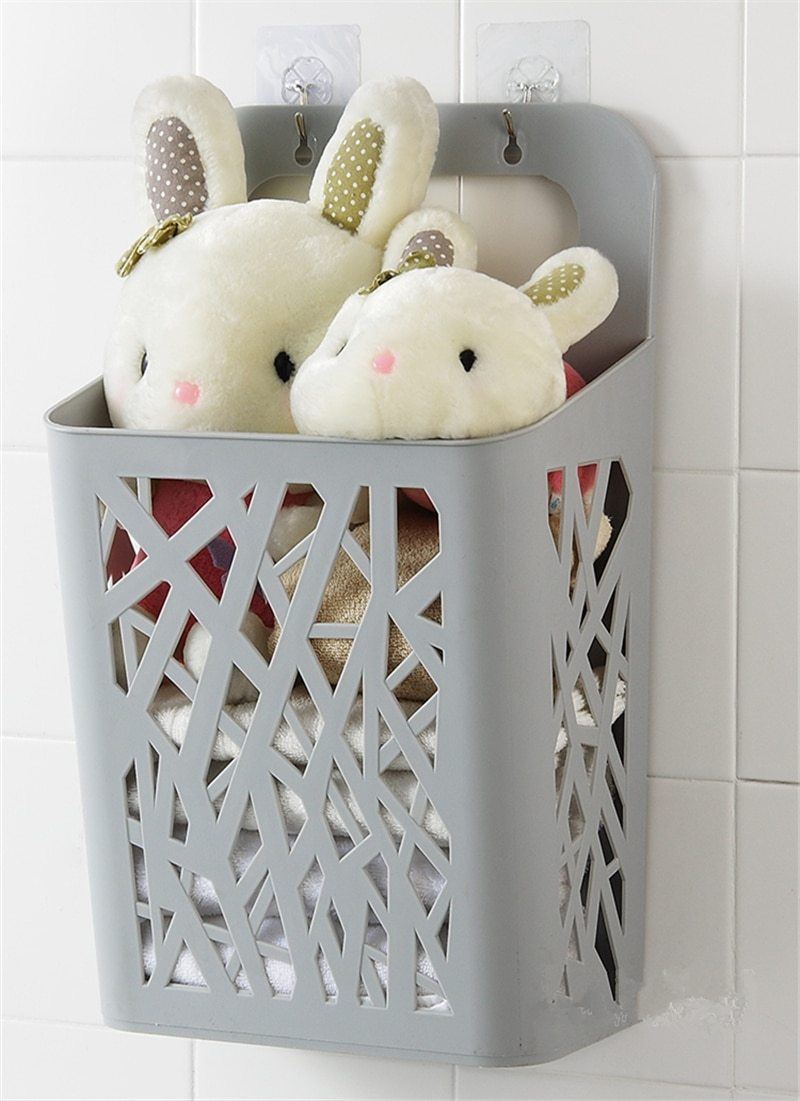 Panier Linge en Plastique Suspendu Gris