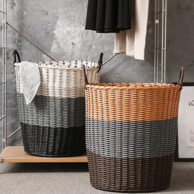 Panier pour Linge Plastique tressé 3 couleurs