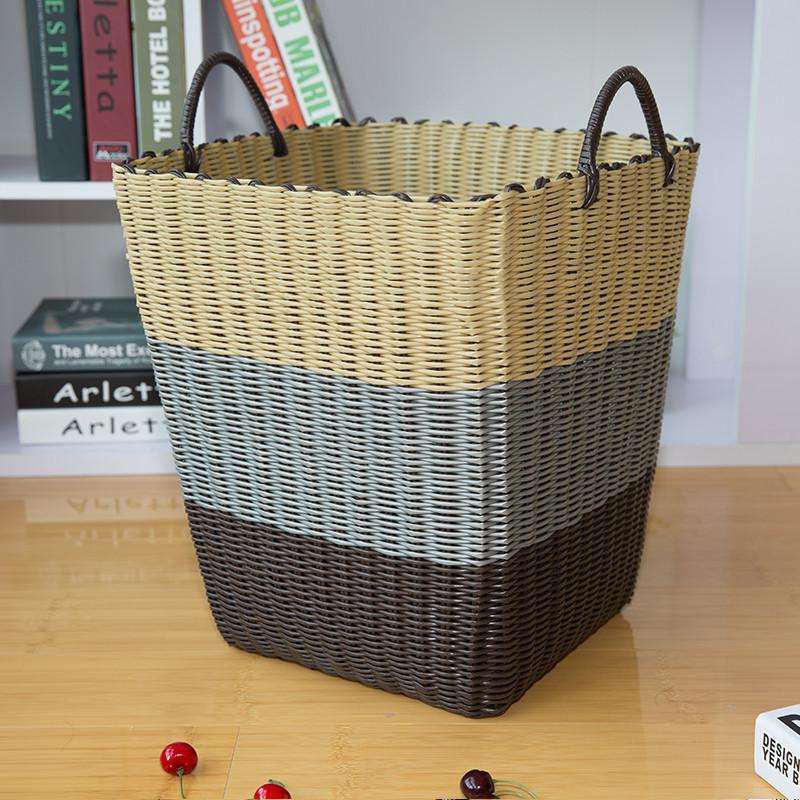 Panier à Linge Plastique Tressé beige gris noir