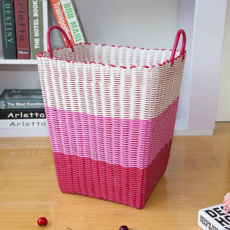 Panier à Linge Plastique Tressé blanc rose rouge