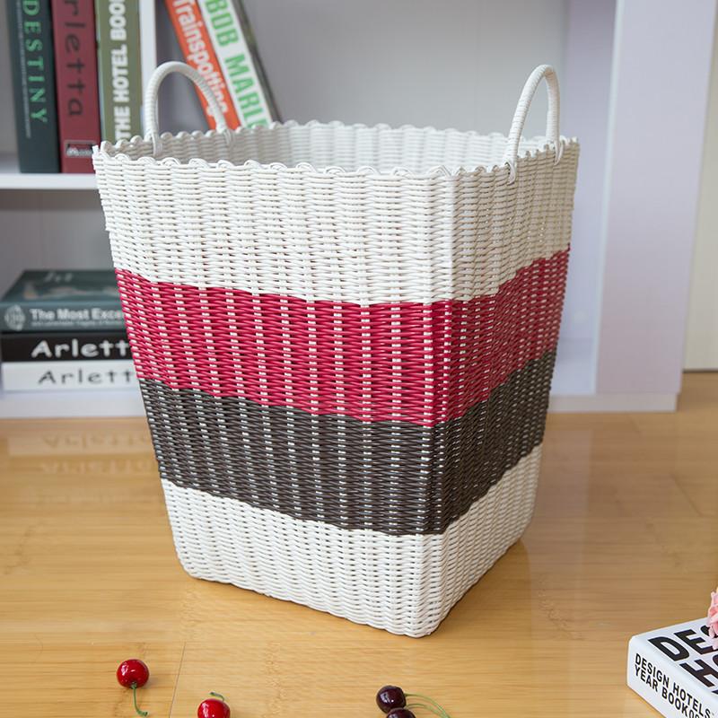 Panier à Linge Plastique Tressé blanc rouge noir