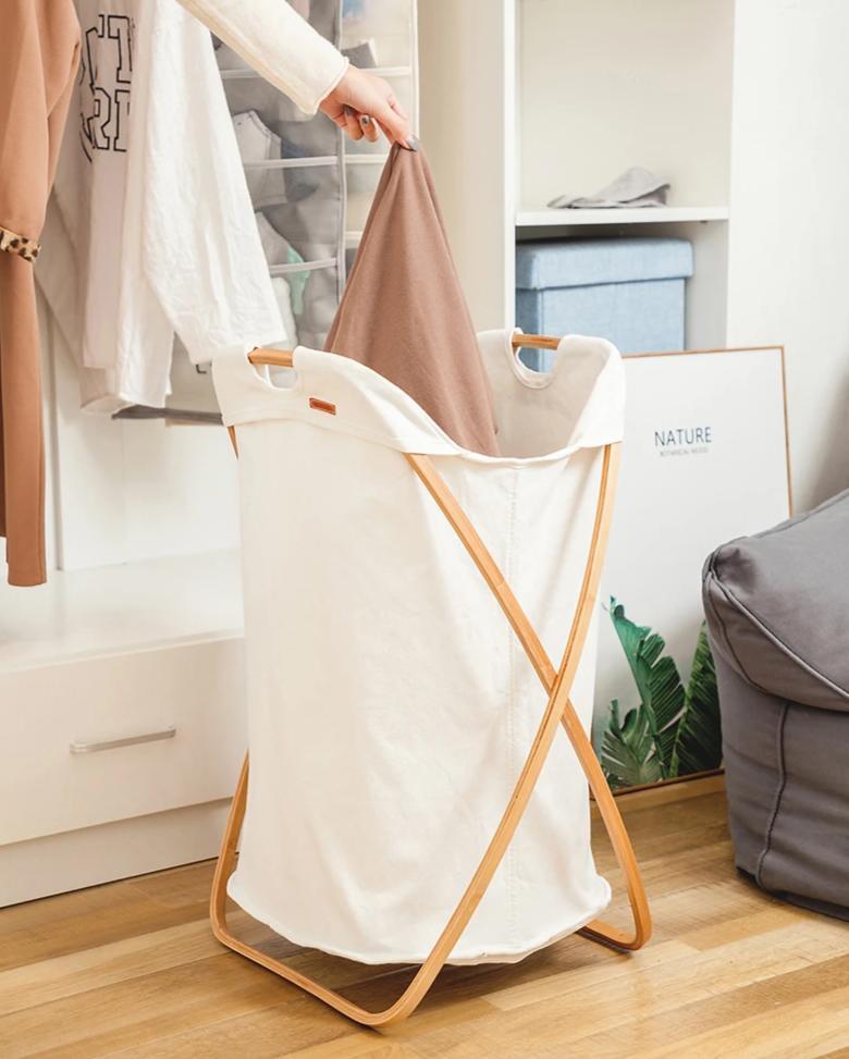 panier linge blanc pliable