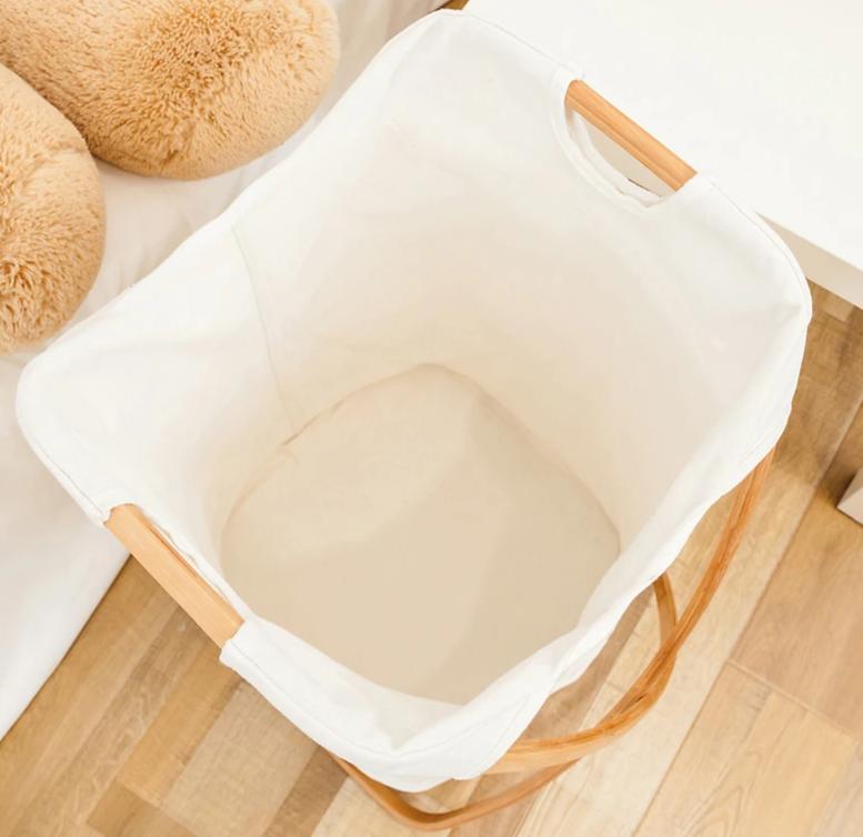 grand bac à linge tissu blanc