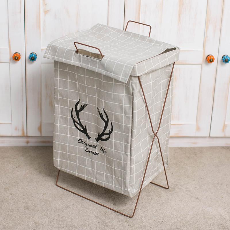 panier linge gris clair pliable