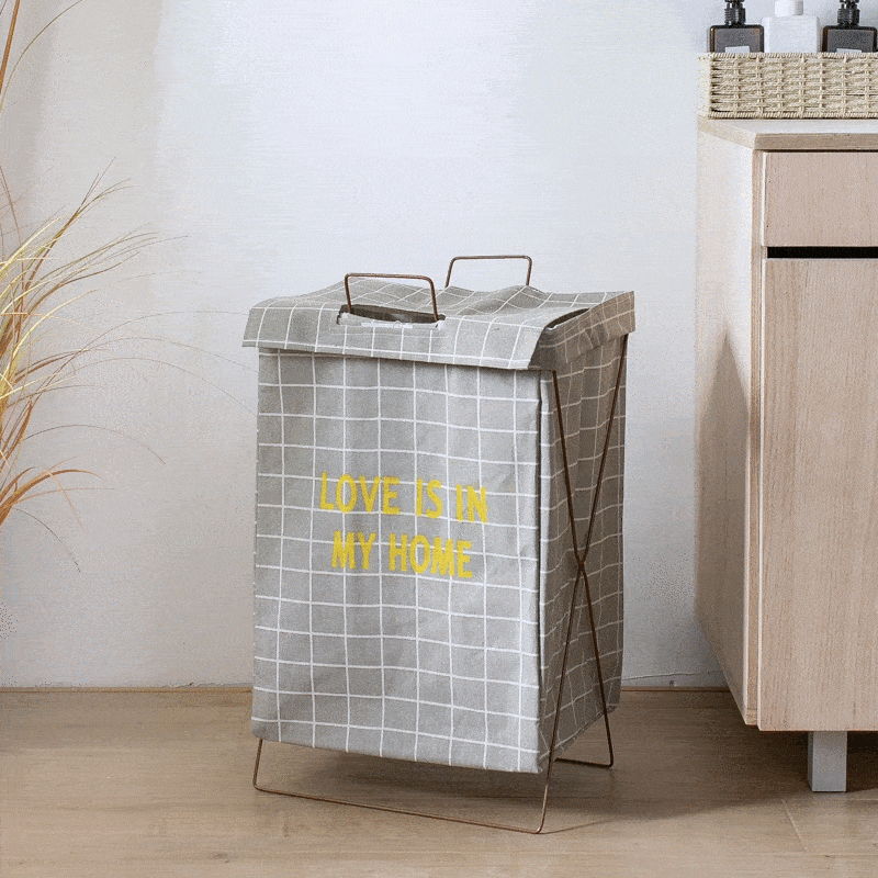 panier à linge pliable gris clair